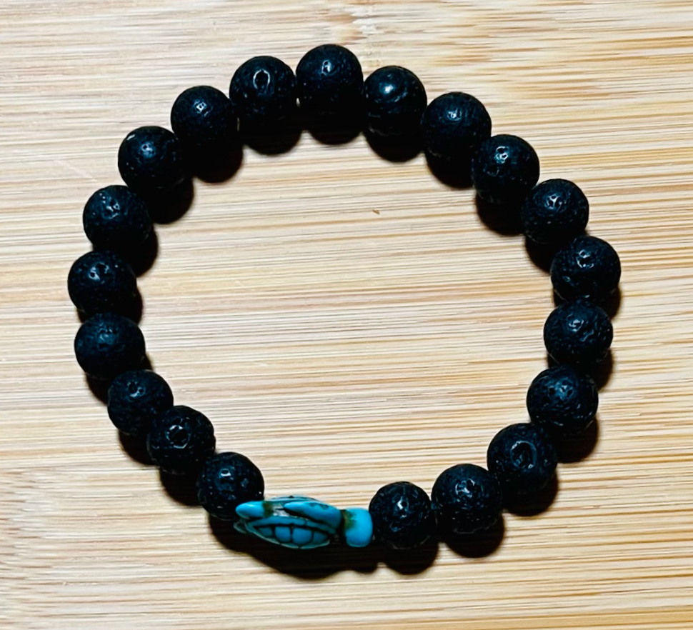 Lava & Single Turtle Bracelet