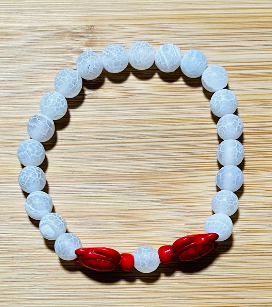 Agate & Volcanic Rock Turtle Bracelet