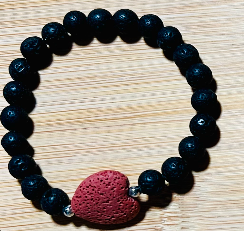 Lava & Volcanic Rock Heart Bracelet
