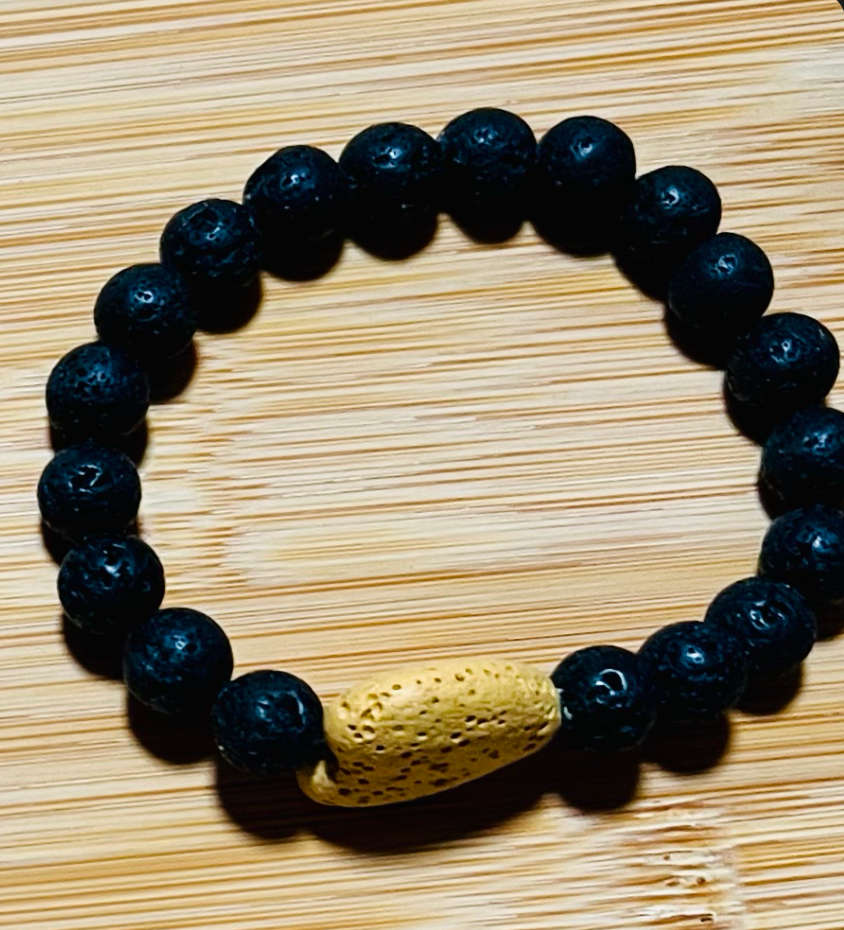 Lava & Volcanic Rock Heart Bracelet