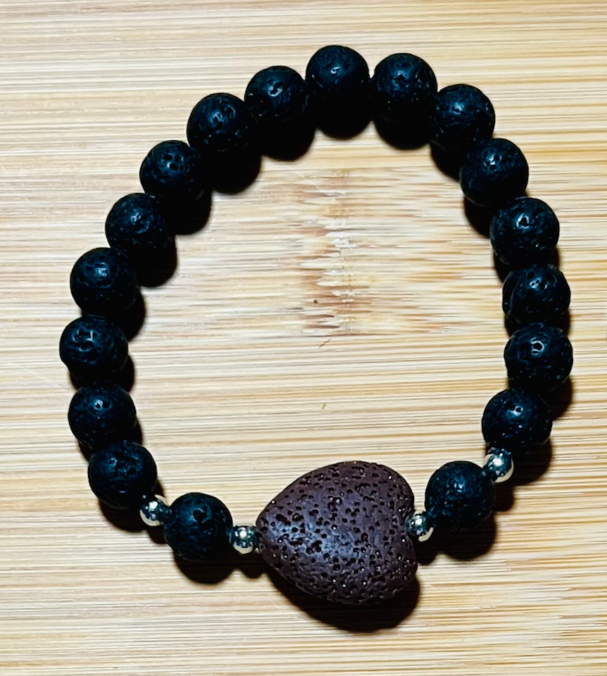 Lava & Volcanic Rock Heart Bracelet